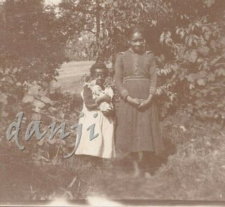 Well - To - Do Black American Girls With Young Girl Holding A Rag Doll Old Photo