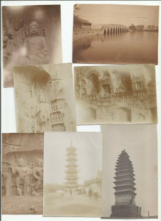 China 7 Old Photo Circa 1910 Including 2 Pagodas