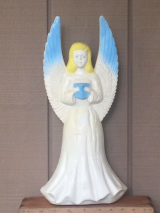 Vintage Union Products Angel Blow Mold Lighted Christmas Decor 18 " Blue Wings