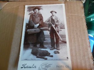 Cabinet Card Double Barrel Shotgun Dog Bird Photo Over 100 Years Old