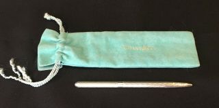 Tiffany & Co.  Sterling Silver Diamond Cut Purse Pen 4 1/2 " - Retractable W Case