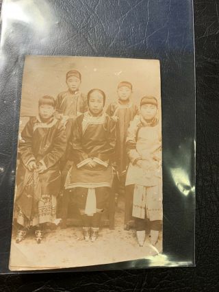 1901 China Qing Dynasty Albumen Print Old Photo,  Chinese Ladies In Tientsin