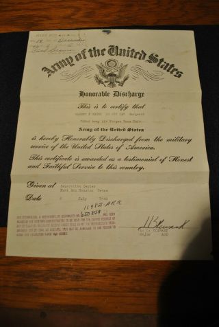 Wwii 1946 Honorable Discharge Papers,  752 Army Air Forces