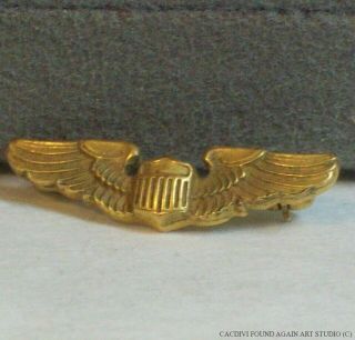 Wwii Us Army Air Force Pilot Wing Pin Aviator Badge Sweetheart Gold Filled Mini