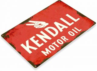 Kendall Motor Oil Gas Garage Auto Repair Shop Mechanic Rustic Metal Decor Sign