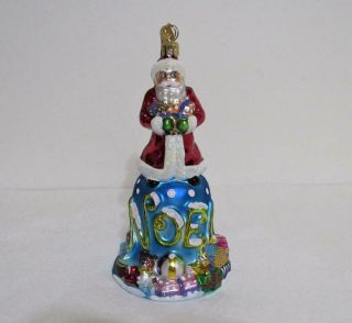 Christopher Radko Santa Noel Bell Blown Glass Christmas Ornament 6 " Tall
