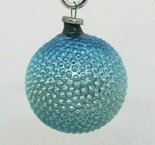 Vintage Sm Mercury Glass Aqua Blue Bumpy Round Christmas Ornament,  Japan,  1.  5 "
