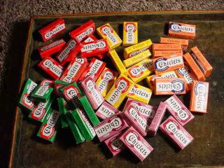 Vtg.  50 Chiclets Gum Boxes (2 Pc. ) Assorted Flavors Tutti Frutti,  Peppermint