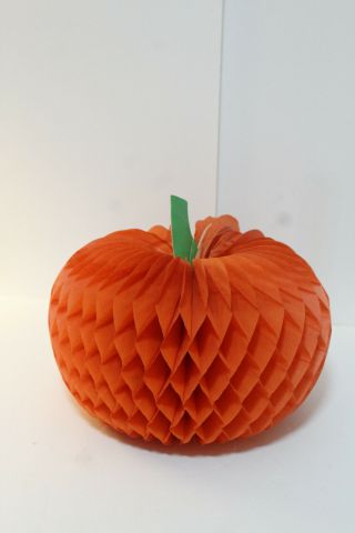 Vtg Beistle 12 " Pumpkin Honeycomb Decoration Tissue Paper Halloween Usa Vinatge