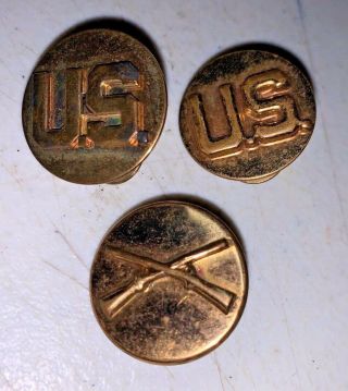 Vintage Ww2 Us Army Enlisted Collar Disks And Infantry Collar Disk