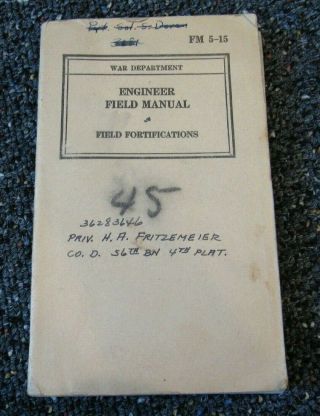Wwii Us Army Military Engineer Field Fortifications Named And Unit Marked