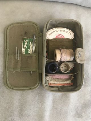 Ww2 Us Army Military Canvas Sewing Kit Wwii Thread Mending R6087