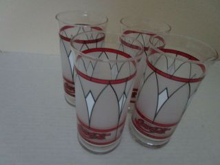 4 Vintage Coca Cola Stained Glass Holiday Tumblers Coke Christmas Red Black