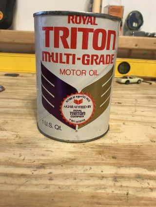 Royal Triton 1 Quart Paper Multi Grade 20w - 30 Vintage Purple Gold Motor Oil Can