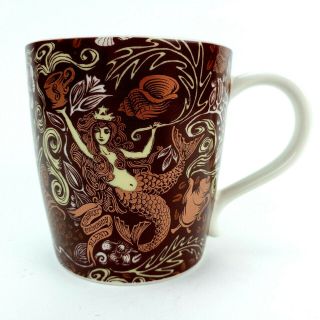 Starbucks Brown Copper Mermaid Siren Bone China 12 Oz.  Coffee Tea Cup Mug 2009