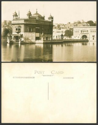 India Old Real Photo Postcard Golden Temple,  Amritsar,  Lake Bridge Gate Panorama