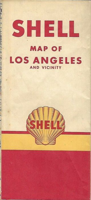 1950 Shell Oil Road Map Los Angeles Route 66 Hollywood Beverly Hills California