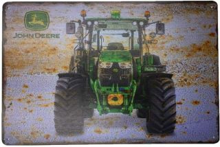 John Deere Farming Tractor Equipment Rustic Retro Tin Metal Sign 12 X 8