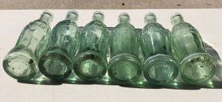 Six (6) Easton,  Md Green Glass Hobbleskirt Coke Coca - Cola Bottles 6 1/2 Oz