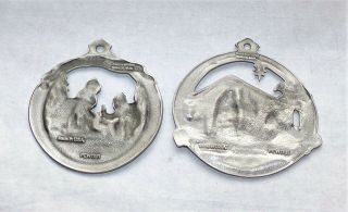 Vintage Pewter Christmas Ornament Holiday Songs Oh Holy Night Away in Manger 2