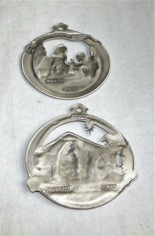 Vintage Pewter Christmas Ornament Holiday Songs Oh Holy Night Away in Manger 3