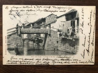 China Old Postcard Bridge In The City Soochow To Austria Hungary 1901