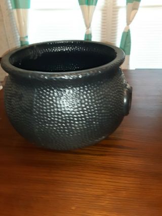 Plastic Black Cauldron Pot Candy Bowl Witch Halloween Party Prop 12in Wide 11in