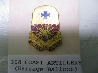 Us Army 308th Coast Artillery (barrage Balloon) Distinctive Unit Insignia (dui)