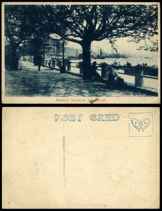 China Old Postcard Public Garden Shanghai Harbour Steamers Steam Ships & Sampans