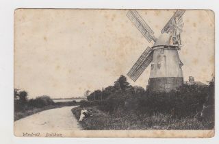 Old Card The Windmill At Linton Road Balsham Around 1910 Newmarket Duxford