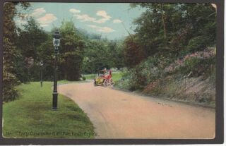 Old Vtg Color Photo Postcard Pretty Curve On The Cilff Drive Kansas City Mo 1909