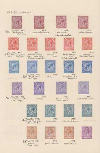 Gb Stamps King George V 1912 - 22 Issues Part 2 On Old Album Page