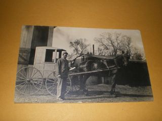 Old Rppc View Horse Drawn Rfd Route No 1 U.  S.  Mail Buggy Mailman Photo Postcard