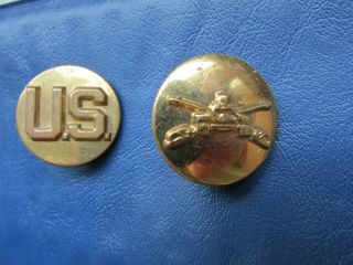 Ww2 Us Army Armor Corps Enlisted Collar Brass Insignia Pins Discs