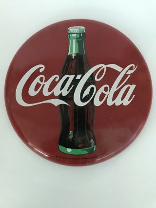1990s Coca - Cola Collectable Tacker Type Metal Sign.  12” In Diameter