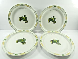 Set Of 4 John Deere Licensed Salad Plates By Gibson 8.  5 " 730 Tractor Wheat Logo