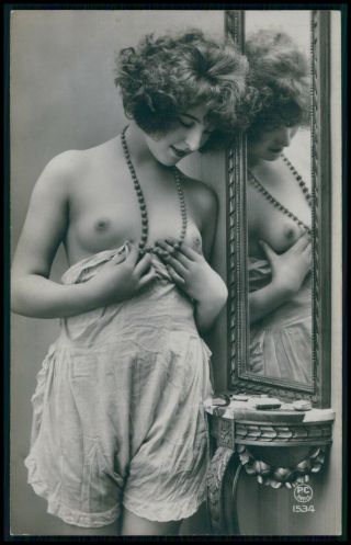 C52 French Nude Woman Vintage Girl C1910 - 1920s Old Rppc Photo Postcard