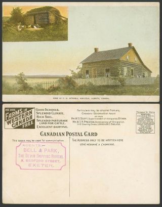 Canada Old Postcard Home Of T.  H.  Attwell Agricola Alberta Hut Bell & Park Agents