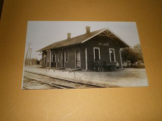 Old Rppc Pere Marquette Railroad Depot St Louis Mi Michigan Photo Postcard
