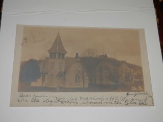 Camptown Pa - Old Real - Photo Postcard - Church And High School - Bradford County