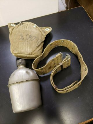 1944 Ww2 Us Army Canteen With Cover And Belt Military Issue Us - Smco