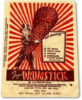 Drumstick Ice Cream Cone Vintage Ice Cream Metal Decor Sign