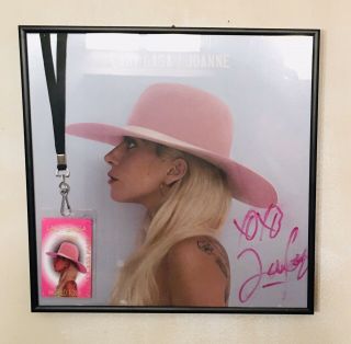 Lady Gaga Signed Joanne Double Vinyl Framed With 2017 Tour Pass Nov 3 Montreal