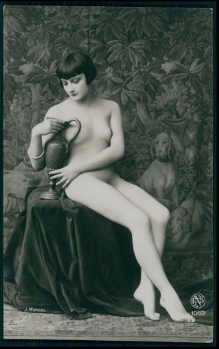 French Nude Woman Kiki De Montparnasse 1920s Old Rppc Photo Postcard Pc Paris