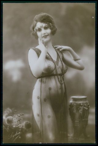 French Nude Woman Risque Curiosa 1910s Old Rppc Real Photo Postcard A16
