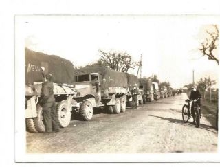 Ww2 Photo - Row Of Trucks On Road