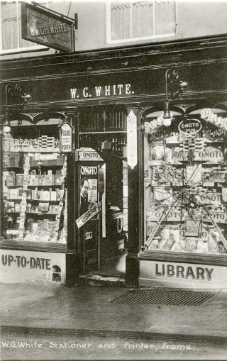 Frome - Wg White - Stationer & Printer - Shop Front - Old Postcard View