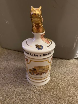 Mack Truck Wild Turkey Bourbon Whiskey Ceramic Bottle With Bull Dog Topper