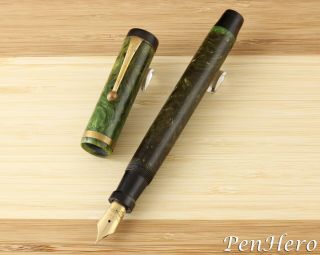 Parker Duofold Senior Jade Green Fountain Pen Firm Fine