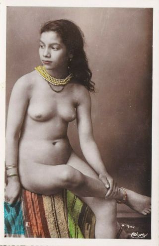 North Africa Arab Nude Slave Woman From Egypt Old 1920s Photo Postcard